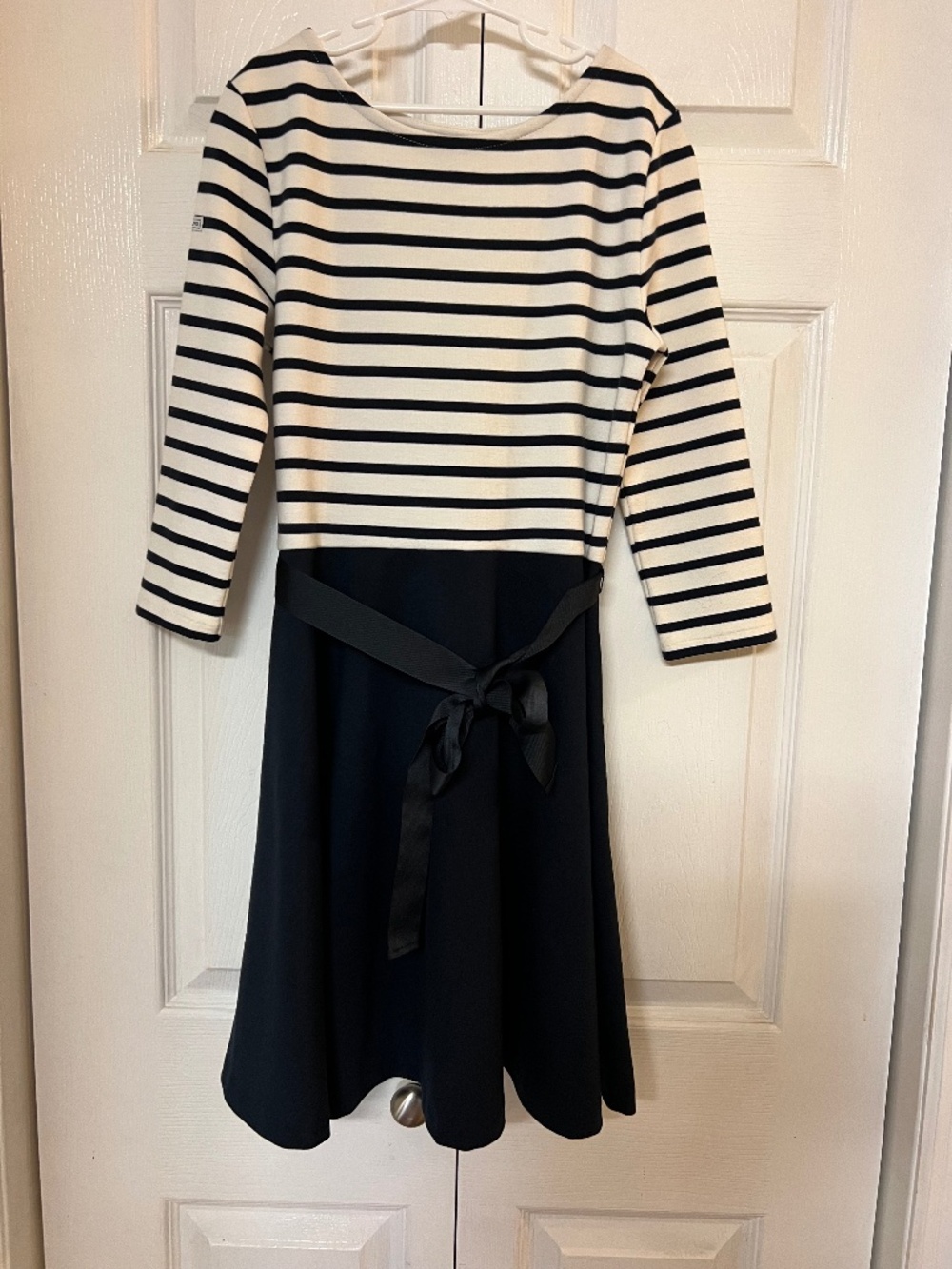 Polo Ralph Lauren Girls Navy White Striped Long Sleeve Dress